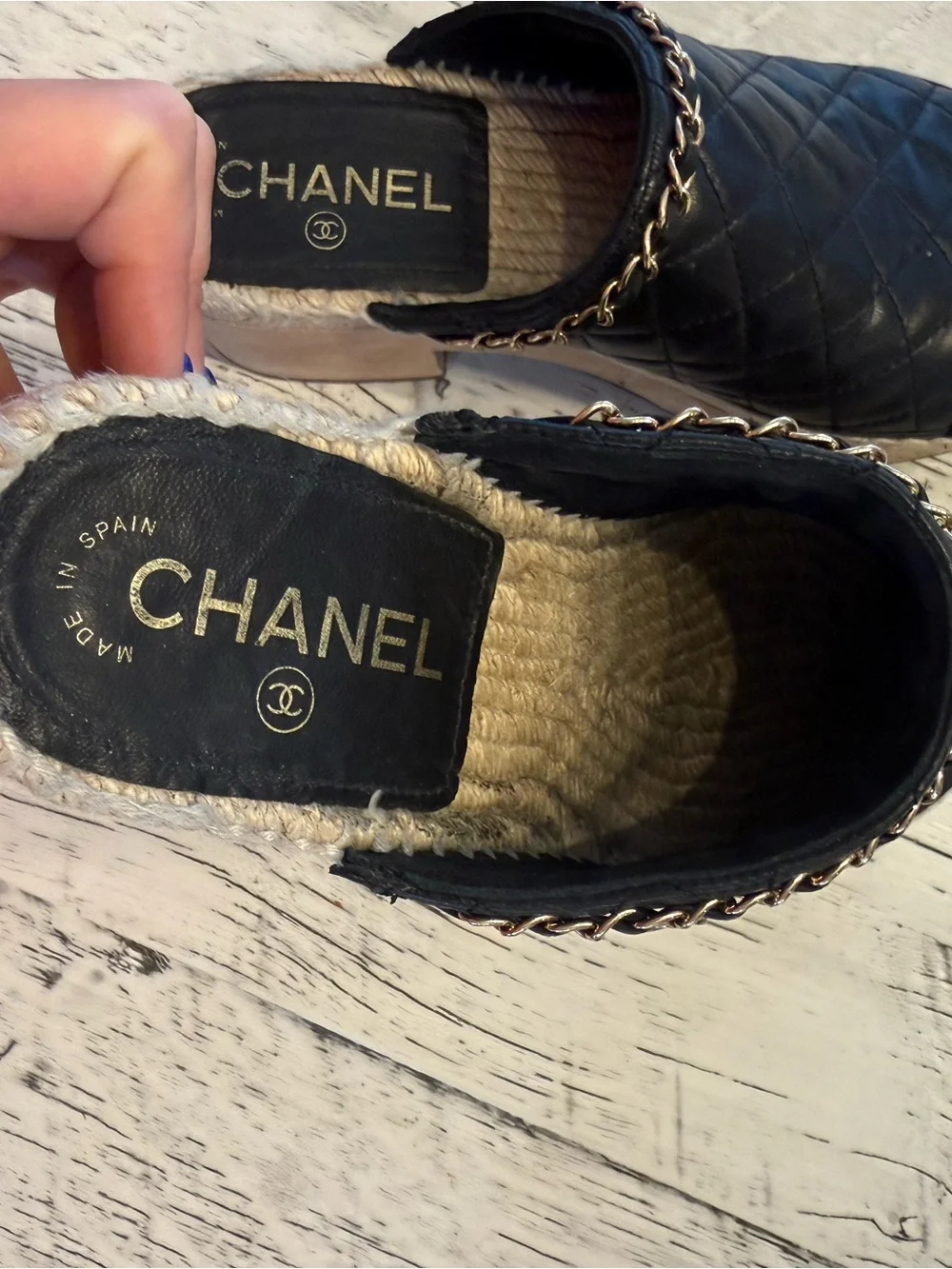 CHANEL Black Quilted Leather Clog